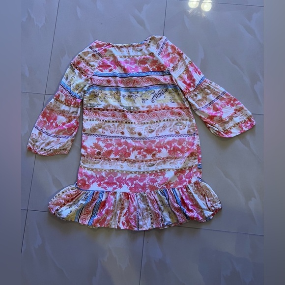 Rosa Nud Floral Print Pink Tunic Dress Beach Summer Lightweight Size Small - Picture 13 of 16